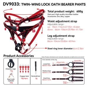 Twin-Wing Lock Oath Bearer Pants with Anal Plug Ring Chastity <b>Harness</b> with Lock Cock for Adult Penis Bondage <b>Leather</b> Underwear - Product Image 6