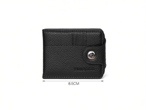 Portafoglio da uomo in vera pelle con singolo bottone, 8,5 cm, stile minimalista - Product Image 1