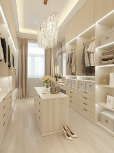Vermonhouzz Armoire de <span class=keywords><strong>dressing</strong></span> contemporaine haut de gamme sur mesure avec zone de suspension ouverte et tiroirs intégrés pour hôtel - Product Image 5
