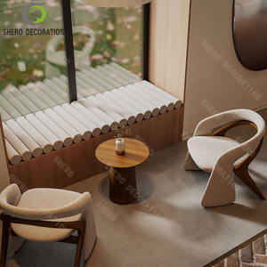 Mesa de Madera para Cafetería o Restaurante con Juego de Sillas, Sofá de Cuero con Asientos Tipo Booth, Muebles para Cafetería, Panadería o Tienda - Product Image 5