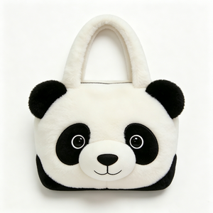 Sac fourre-tout en peluche panda personnalisé, Sac à main panda mignon, Sac à main en peluche animal, Sac fourre-tout en peluche avec visage de panda - Product Image 4