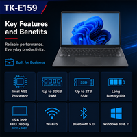 15,6 inch Intel N95 Quad Core Notebook Laptop Nieuw Windows 10/11 Office Computer 3,4 GHz 8GB 256GB SSD Opties 16GB DDR4 512GB/1TB