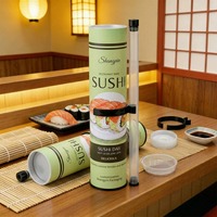 Boîte cylindrique en carton alimentaire de gros, jetable, pour sushis à emporter, avec support