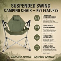 Hamac de relaxation portable et léger pour l'extérieur, avec rembourrage, chaise pliante de camping confortable et luxueuse