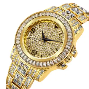 Женские часы со стразами, роскошные брендовые золотистые часы с полным камнем, женские часы, женские часы, онлайн часы в стиле хип-хоп с бриллиантами