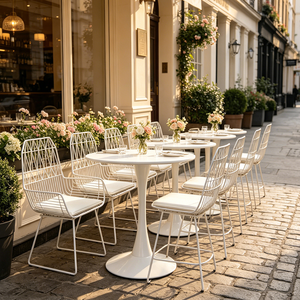Ensemble de table à manger pour 4 personnes, ensemble de table à manger <span class=keywords><strong>en</strong></span> aluminium pour l'extérieur, ensemble de chaises de <span class=keywords><strong>salon</strong></span> pour l'extérieur, ensemble de table à manger blanche pour restaurant, <span class=keywords><strong>jardin</strong></span> - Product Image 6