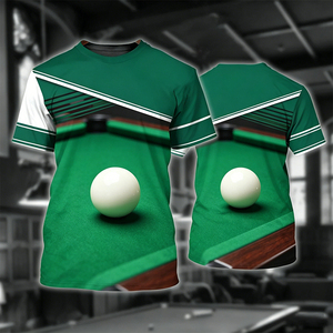 T-shirt de billard S.Q.F vert et blanc, bloc de couleurs, 100 % coton, imprimé au crochet, design vintage, séchage rapide, maillot athlétique - Product Image 4