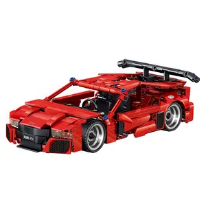 Technische Maschinen Geschwindigkeit Zurückziehen Rennwagen Modell Montage DIY Mechanische Bausteine Ziegel Bau Spielzeug Set Popular