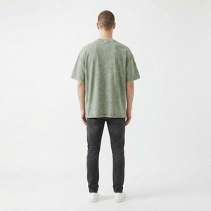 เสื้อยืดโอเวอร์ไซส์ทรงหลวมสไตล์วินเทจฟอกสีสำหรับผู้ชาย ผ้าคอตตอน 100% แขนสั้น คอโอ ไหล่ตก น้ำหนัก 260 กรัม - Product Image 6