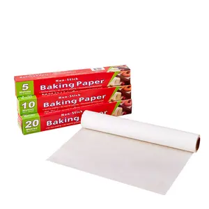 Rollo de papel de pergamino de silicona de primera calidad, papel de hornear biodegradable, papel de aluminio forrado, estilo de pulpa virgen, herramienta para hornear alimentos recubiertos