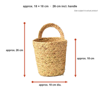Panier suspendu en paille naturelle tressé à la main, organisateur de rangement mural tissé, vente en gros OEM, panier suspendu en paille