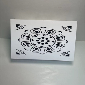 Wooden Doorbell Cover Hollowed Out Floral Design Home <b>Wall</b> Decoration Easy Installation Style 1 Shandong Origin DS1042 - Product Image 1