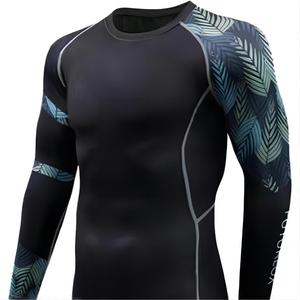 Rashguard de BJJ MMA para Hombre, <span class=keywords><strong>Manga</strong></span> Larga, Compresión UPF50+, Impermeable, Spandex Antidesgarro, 230g, Estampado Digital para Grappling Sin Gi - Product Image 1