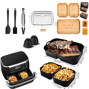 Ensemble d'accessoires pour friteuse à air, panier rectangulaire avec poignées, plateau d'insertion en silicone de qualité alimentaire résistant à la chaleur pour <span class=keywords><strong>Ninja</strong></span> AF400 AF500 - Product Image 4