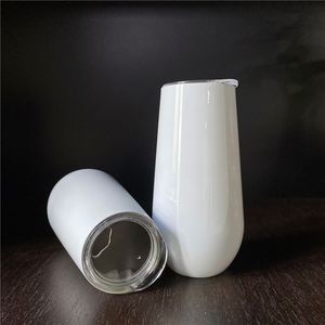 Gobelet à vin en acier inoxydable à double paroi isolé sous vide avec revêtement blanc 6 oz pour la sublimation, idéal pour les voyages et le camping - Product Image 1