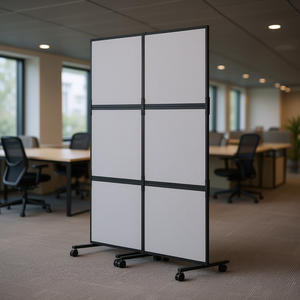 Cloison de séparation de bureau autoportante à 2 panneaux gris clair avec intimité pour la séparation des espaces de bureau Modèle D0100X3WH0J - Product Image 2