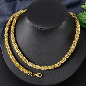 Conjunto de Collar y Pulsera de Cadena Cubana Clásica Unisex Chapada en Oro de 14K para Bodas, Compromisos, Aniversarios y Fiestas - Venta al por Mayor - Product Image 2