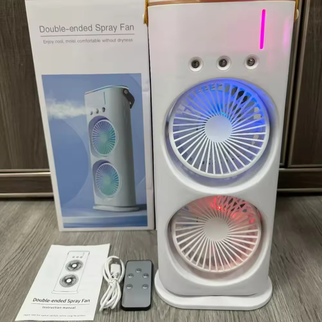 Factory Wholesale Cooling Portable Misting Fan With Light 2 in 1 Pedestal Tabletop Oscillating Ultrasonic Fogger Mini Ventilador