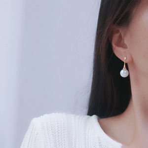 WENCHI S925 เงินแท้ DIY อุปกรณ์ตกแต่งมุก ถาดเปล่าสำหรับใส่ลูกปัดกลมขนาด 9-15 มม. ต่างหูแฟชั่น รุ่นจีน 11323 - Product Image 2