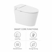 WC intelligent de haute technologie à cuvette ronde avec chasse d'eau cyclonique à double débit, télécommande, bidet électrique, évacuation en S et siège chauffant