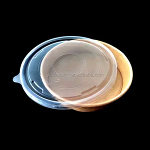 Transparent PET PP Plastic Flat Clear Bagasse Kraft Paper Lids Salad Bowl Covers