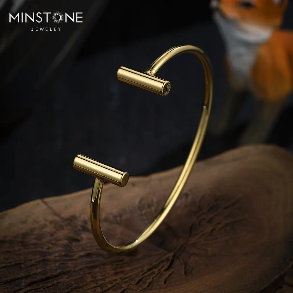 2022 New Unisex Designer Simple Cuff 14K Matte Gold Plated Custom For Women handmade bracelet memorial jewelry