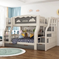 Litera Robusta de Madera Maciza para Niños Cama Madre e Hijo Multifuncional para el Hogar Cama Alta y Baja