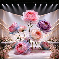 Set Bunga Peony Organza Gradasi Raksasa Premium Mewah Y-092 dengan Tangkai Bunga Alami untuk Dekorasi Pernikahan, Instalasi Seni Jendela