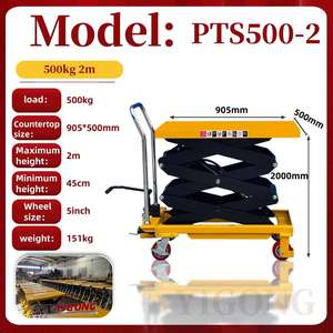 Yigong ידני הידראולי מספריים להרים פלטפורמה עגלת קניות פשוטה לדחוף קטן לדחוף נייד שטוח - Product Image 6