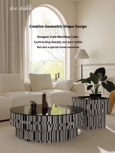 Ý tối giản pháp bảng bên màu đen trắng lưới thiết kế thủy tinh cho căn hộ phòng khách nghệ thuật phong cách Bàn cà phê gỗ - Product Image 4
