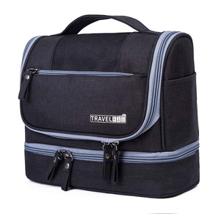 Textile <b>Makeup</b> Organizer Modern Panelled Design Medium Size Zipper Closure Portable Travel <b>Case</b> Bulk Supply - Product Image 3
