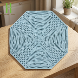 Hot Trend Eco-friendly Natural Rattan Charger <b>Plate</b> Wall Decoration Hexagon Rattan Placemat Home Rattan Table <b>Mats</b> - Product Image 1