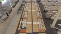 Médaillon en marbre naturel poli par jet d'eau, incrustation de carreaux décoratifs pour l'entrée de villas et hôtels