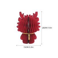 Ornement 3D en papier nid d'abeille Dragon Chinois Rouge du Zodiaque, pour le Nouvel An Chinois et Thanksgiving, Décoration Écologique Réutilisable, Or Chanceux