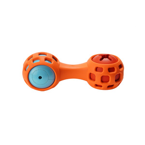 Juguete para perros de goma Natural con diseño de mancuernas, juguetes de combinación multifuncionales de doble uso para mascotas, alimentador de comida para perros, juguetes para perros chirriantes - Product Image 2