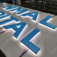 Lettres LED Halo Lit personnalisées en acier inoxydable miroir, lettres 3D illuminées en acrylique pour la décoration murale de la réception de bureau