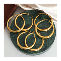 Gaovo Boucles d'oreilles créoles en acier inoxydable plaqué or 14 carats, plusieurs tailles, minimalistes, classiques, rondes, bijoux d'oreille pour femmes