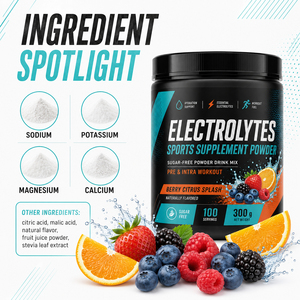 Complément Nutritionnel Sportif Marque Blanche Électrolytes en Poudre Magnésium Vitamine C Sans Sucre Antioxydant 300g pour Adultes - Product Image 3