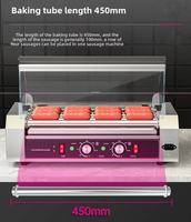Máquina para Asar Salchichas, Cocedor de Hot Dogs con 5, 7 o 10 Rodillos, Temperatura Ajustable, para Gasolineras y Tiendas de Aperitivos