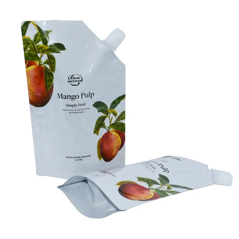 Custom Printing Recycled Plastic Fruit Juice Liquid Stand Up Pouch Spout Pouch Bag With Spout