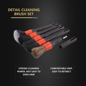 Ensemble de brosses de détaillage automobile détachables SPTA DF075, 5 pièces, avec poils de sanglier, brosses douces anti-rayures pour l'intérieur et l'extérieur des véhicules - Product Image 1
