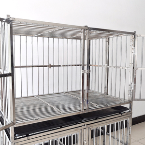 Kandang Anjing PetFit Besar Bertingkat Dua dari Baja Anti Karat dengan <span class=keywords><strong>2</strong></span>-4 Kompartemen Baki Plastik untuk Salon Perawatan Hewan & Layanan Penginapan - Product Image 2