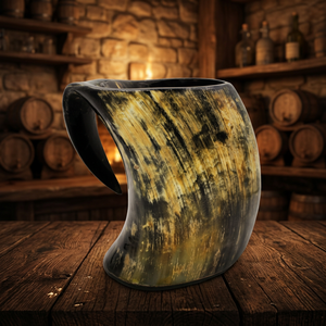 Jarra de Cerveza/Vino de Vidrio Estilo Americano con Diseño de Cuerno de Buey - Ecológica, Ligera, Apta para Lavavajillas, con Tapa de Bambú - Product Image 1
