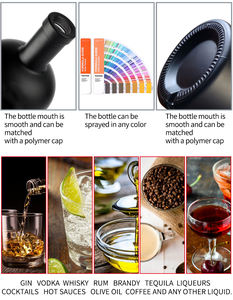 Caja de Regalo Personalizada para Botella de Vodka con Vertedor de Licor Dorado |   Botella de Vidrio Negro Mate para Licores + Caja Rígida con Inserto de Espuma | OEM ODM - Product Image 5