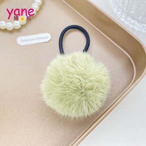 Toptan sevimli şeker renkli kürk topu saç halat sonbahar ve kış peluş elastik bantlar - Product Image 6