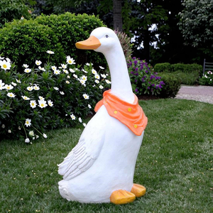 Statue de canard en résine blanche grandeur nature, vente en gros d'usine, ornement pour extérieur, jardin, pelouse, paysage, sculpture décorative, oie - Product Image 4