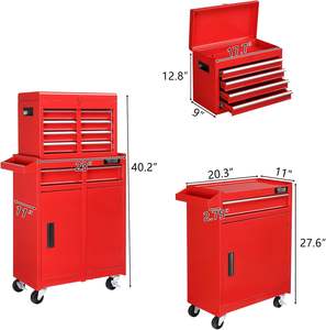 TUFFIOM Outil à roulettes à 5 tiroirs Coffre Roues verrouillables Étagère supérieure réglable détachable pour outil de réparation d'entrepôt d'atelier de <span class=keywords><strong>garage</strong></span> - Product Image 3