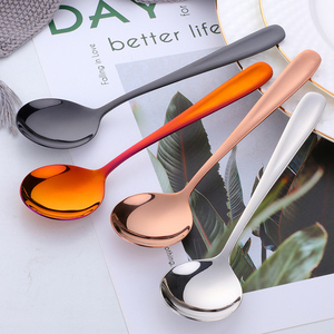 Cuchara de Postre de Metal con Recubrimiento de Titanio y Logotipo Personalizado, Cuchara Redonda <span class=keywords><strong>para</strong></span> Helado de Acero Inoxidable 18/8, Vajilla de Color de Fábrica - Product Image 2