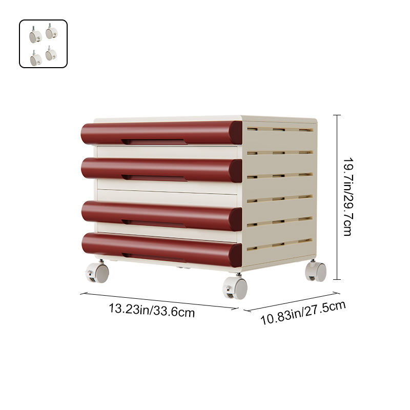 Beige + rouge avec roulettes