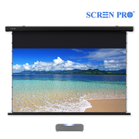 Écran de projection motorisé SCREENPRO 84-150"T-prism pour plafond/mur, tension électrique, télécommande, levage, UST, ALR